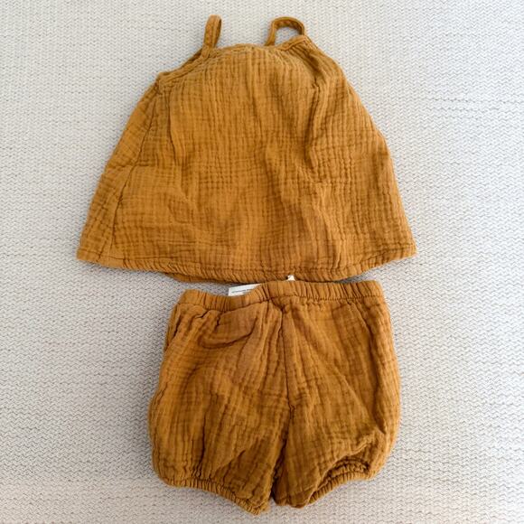 H&M Brown Muslin Cotton Tank Top + Bloomer Outfit Set - 3 Months - Picture 7 of 9